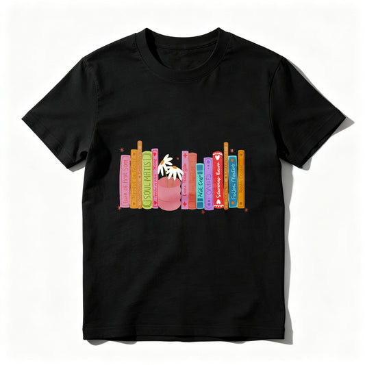 Wardrobecart Colorful Books With Plant And Stars Unisex Classic T-shirt