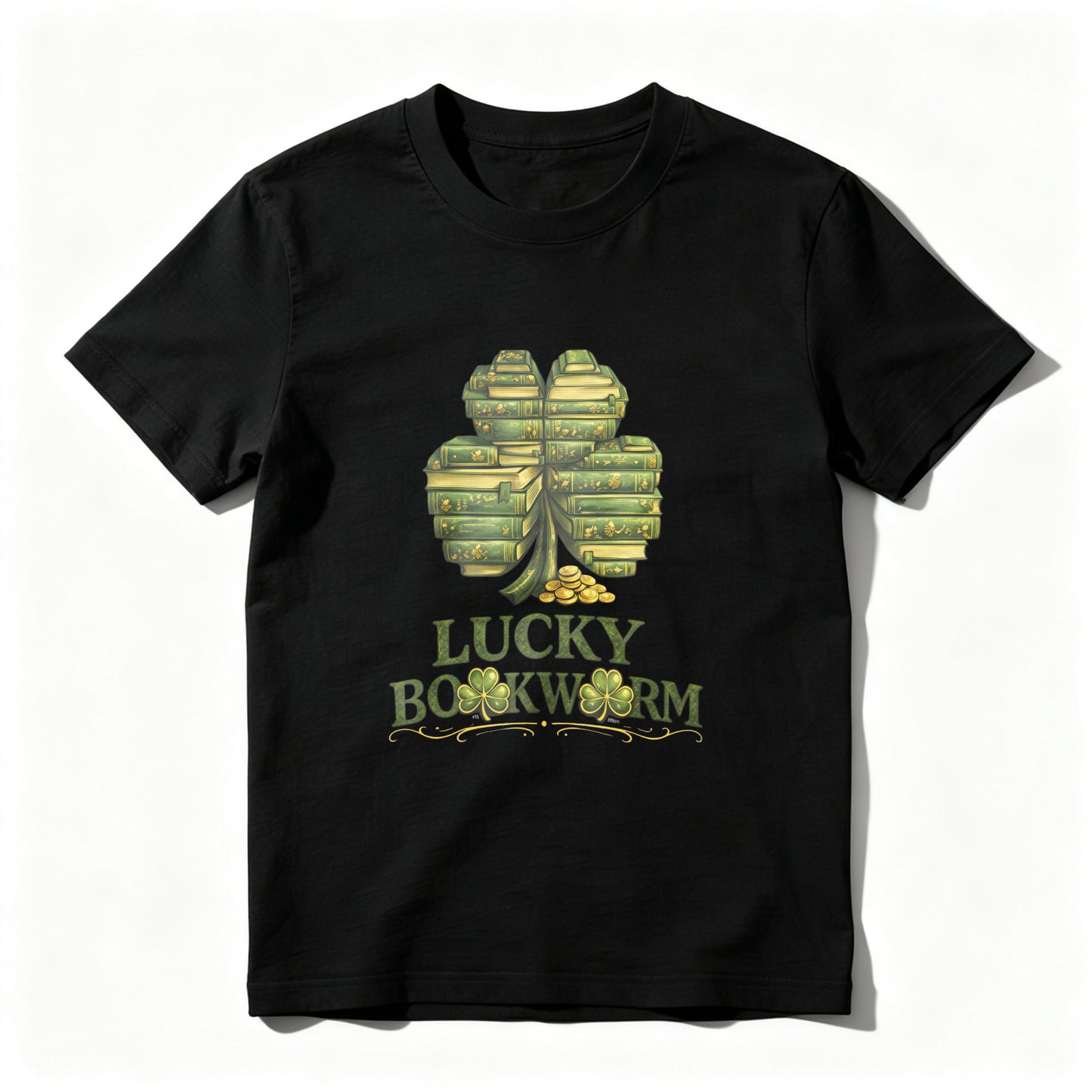 Wardrobecart Lucky Bookworm Shamrock Books Design Unisex Classic T-shirt