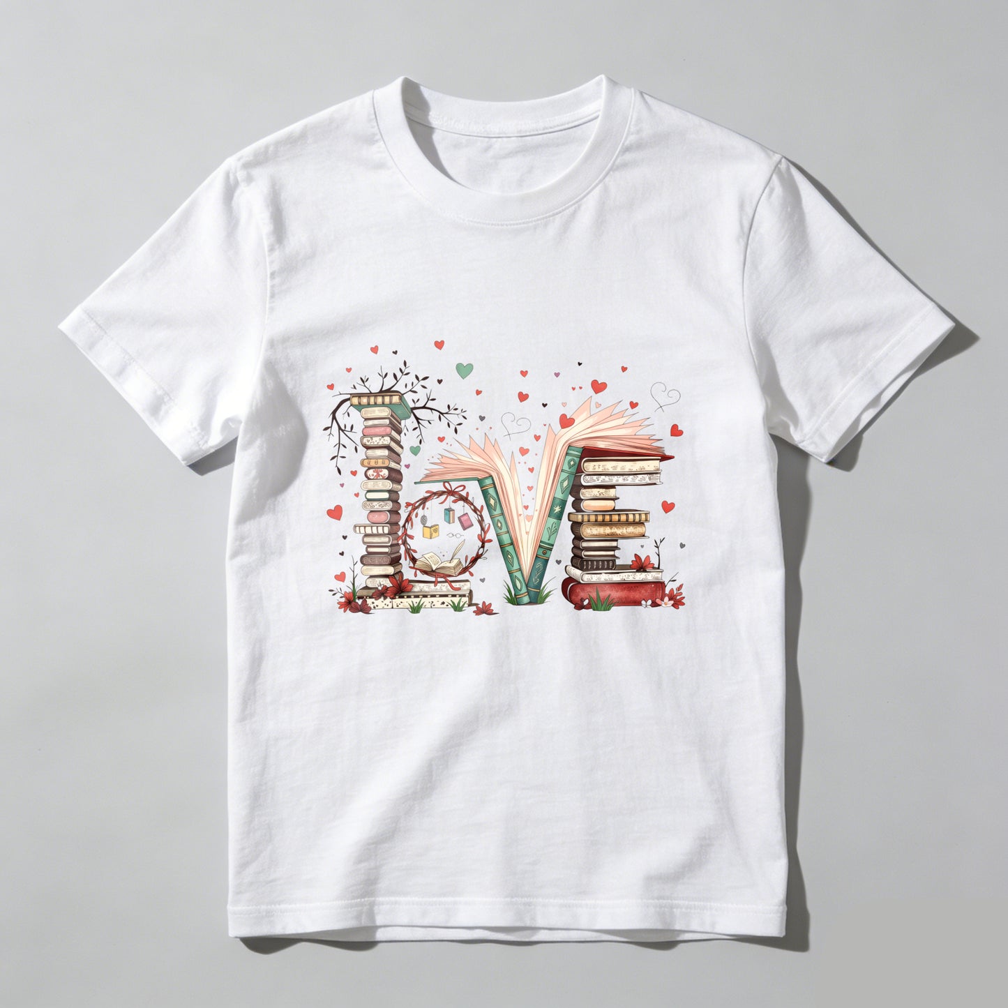 Wardrobecart Love Books Stack Hearts Open Pages Unisex Classic T-shirt