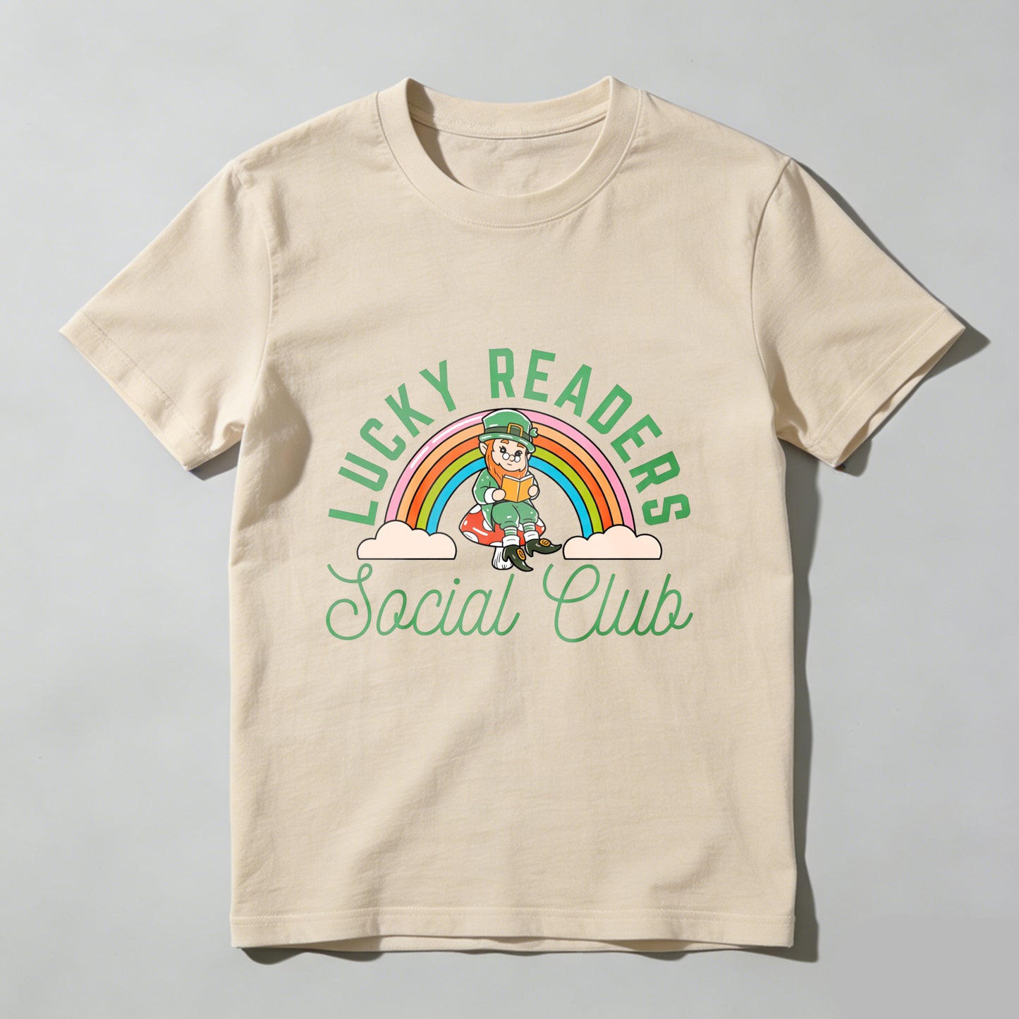 Wardrobecart Lucky Readers Social Club Rainbow Leprechaun Unisex Classic T-shirt