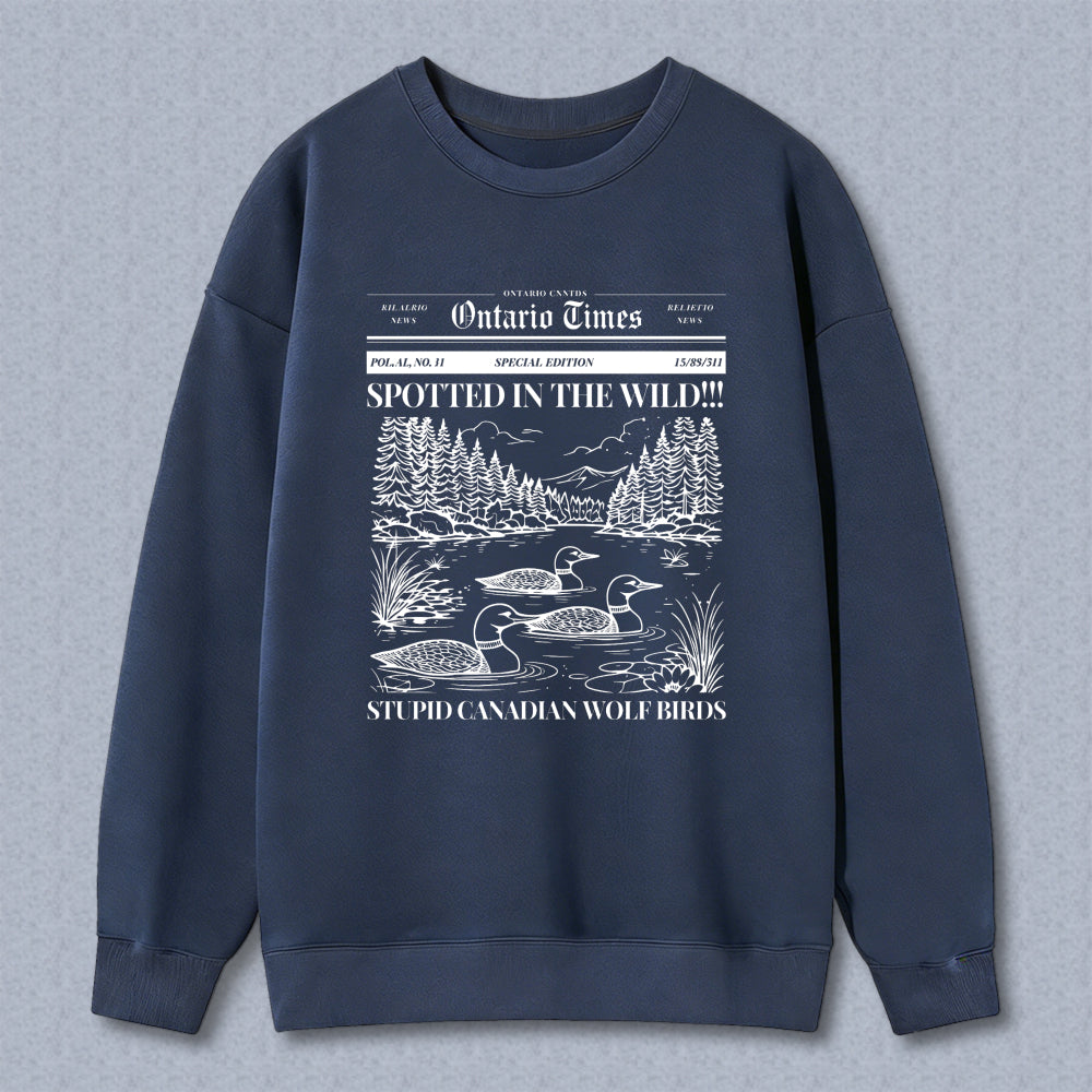 Wardrobecart Ontario Times Spotted In The Wild Stupid Canadian Wolf Birds Pattern Unisex Classic Sweatshirt