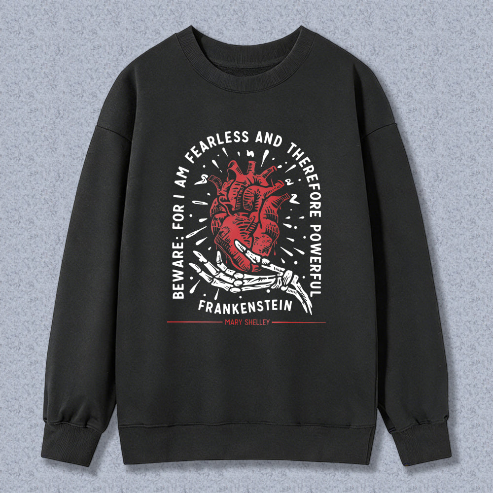 Wardrobecart Heart And Skeleton Hand With Quote From Frankenstein Unisex Classic Sweatshirt