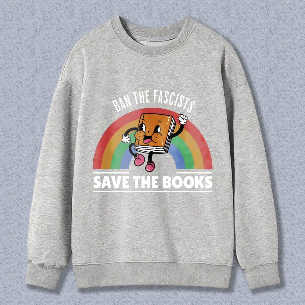 Wardrobecart Book Character With Rainbow And Save The Books Text Unisex Classic Sweatshirt
