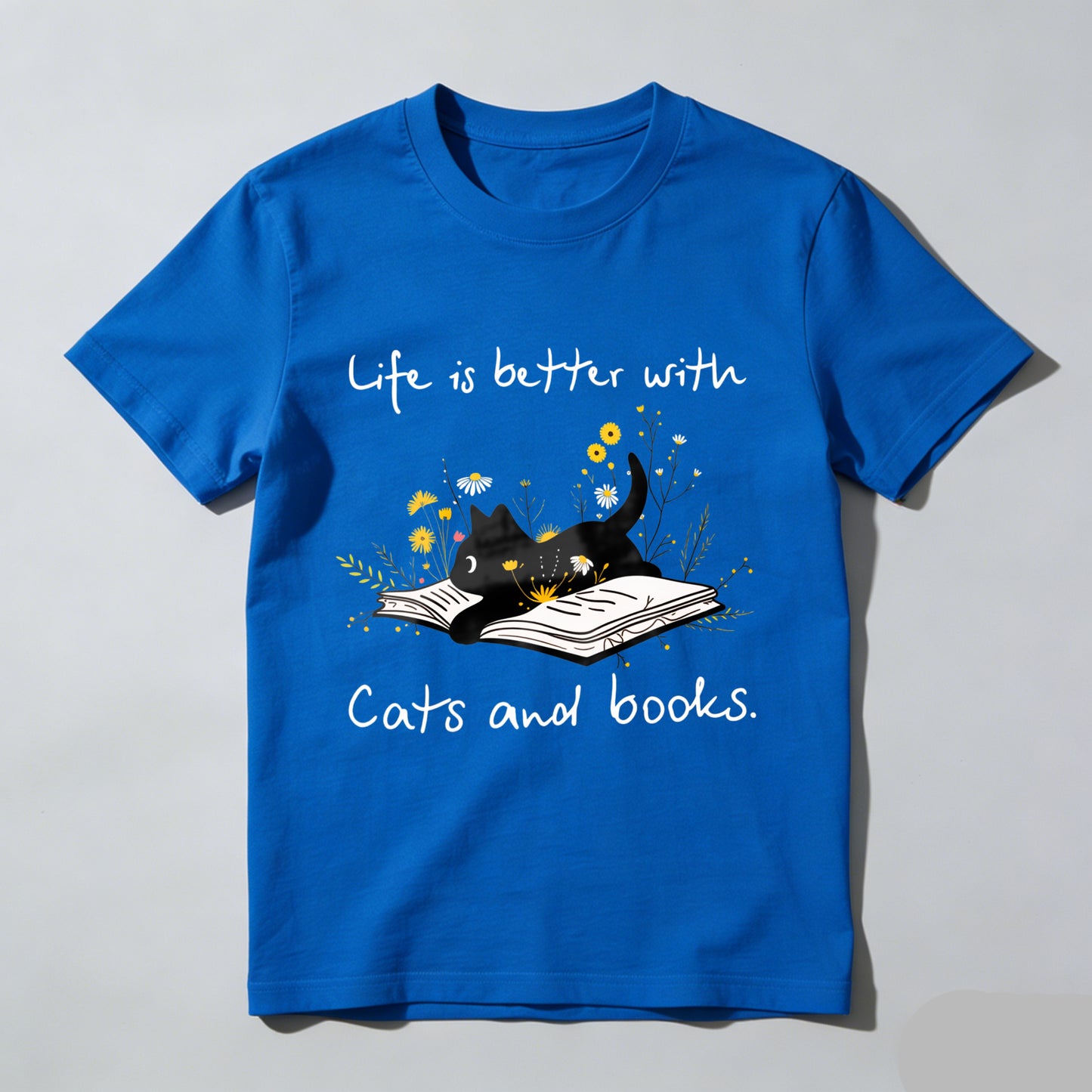 Wardrobecart Life Is Better With Cats And Books Unisex Classic T-shirt
