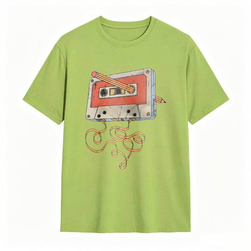 Vintage Cassette Tape Repair Print Funny Graphic T-Shirt