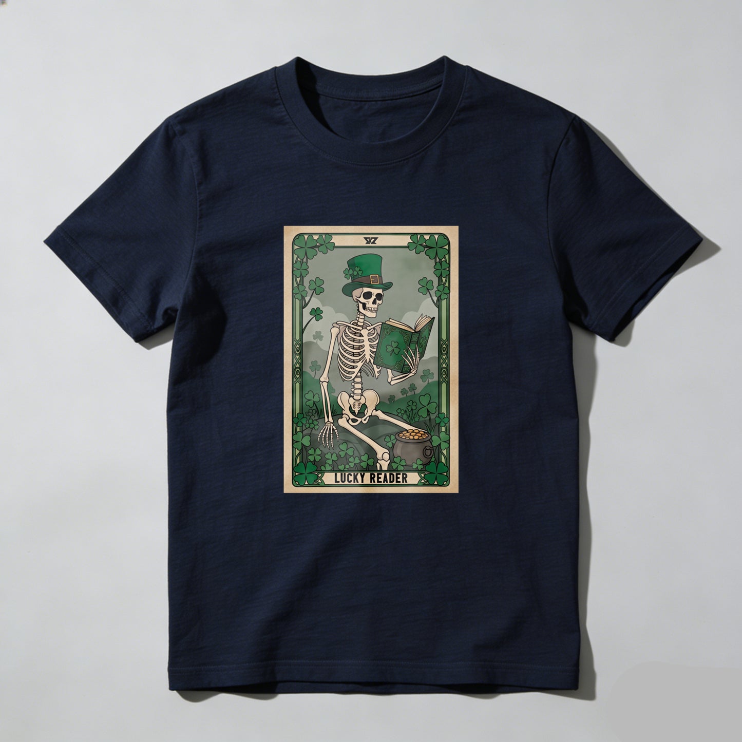 Wardrobecart Skeleton Reading Book In Forest Scene Unisex Classic T-shirt