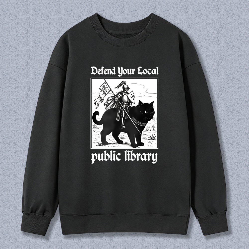 Wardrobecart Cat Knight With Flag And Sword Graphic Unisex Classic Sweatshirt