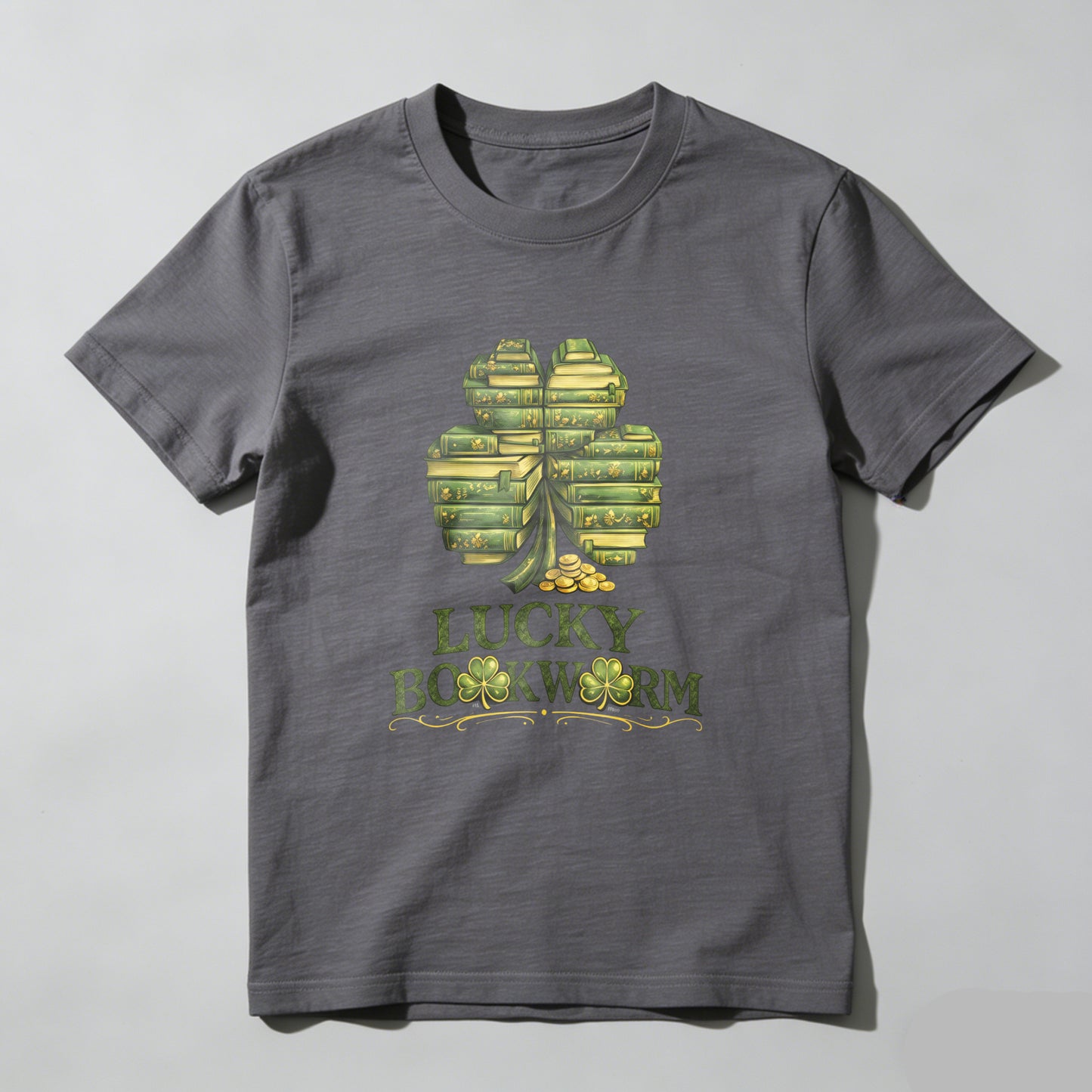 Wardrobecart Lucky Bookworm Shamrock Books Design Unisex Classic T-shirt