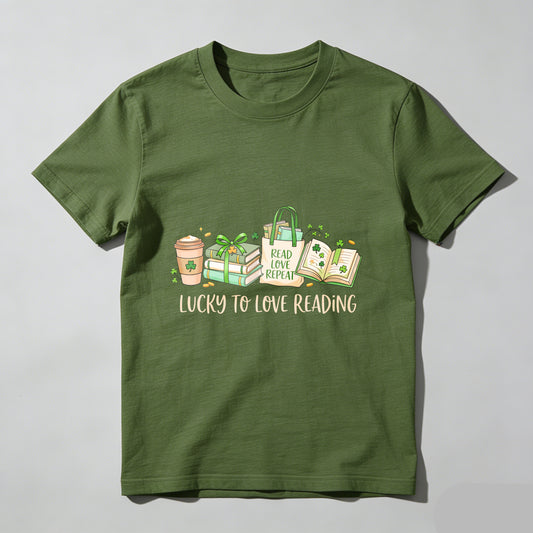 Wardrobecart Lucky To Love Reading Books And Coffee Unisex Classic T-shirt