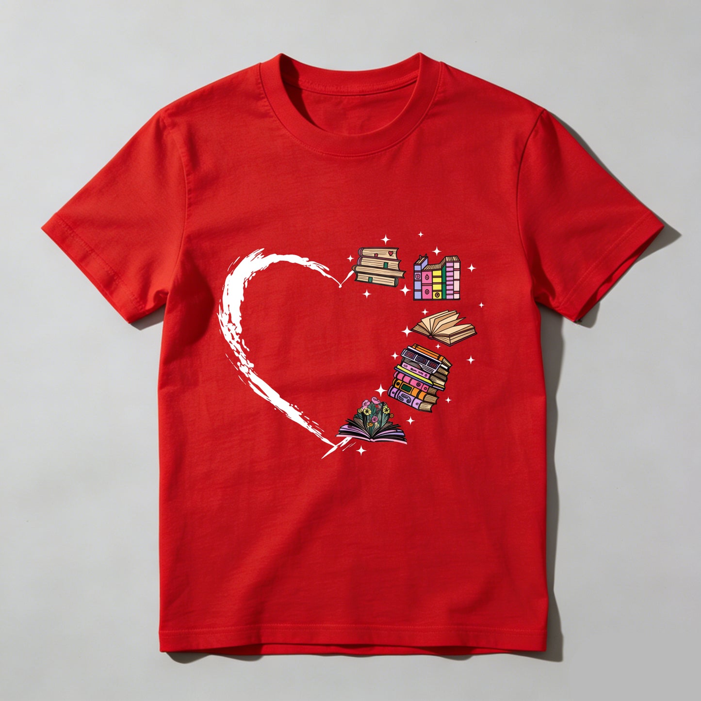 Wardrobecart Heart Books Stack Flowers Stars Unisex Classic T-shirt