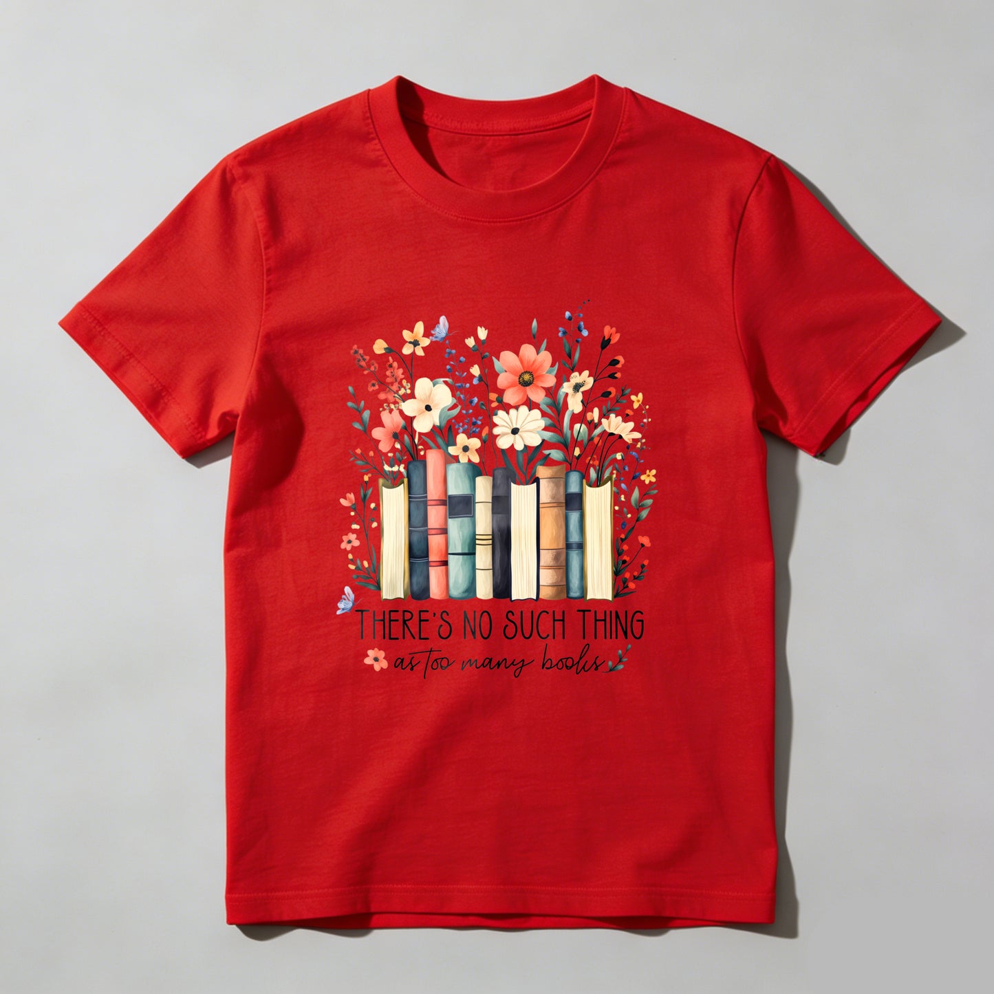 Wardrobecart Books Flowers And Butterflies Pattern Unisex Classic T-shirt