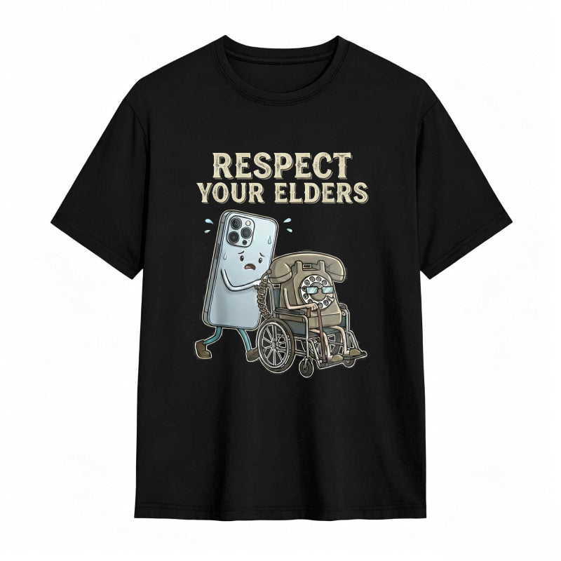 Respect Your Elders Gadget Evolution Humor Graphic Tee
