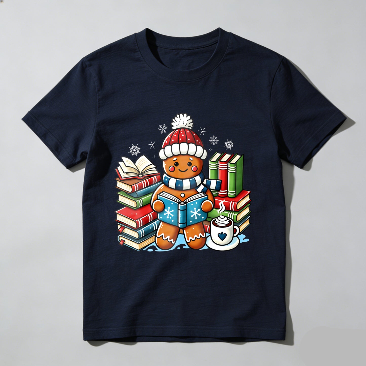 Wardrobecart Gingerbread Cookie Reading Books With Coffee Unisex Classic T-shirt
