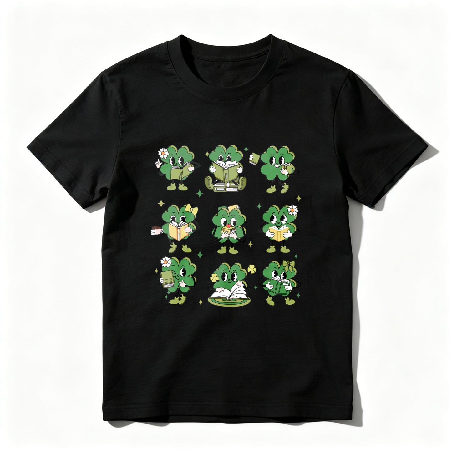Wardrobecart Cute Clover Characters Reading Books Unisex Classic T-shirt