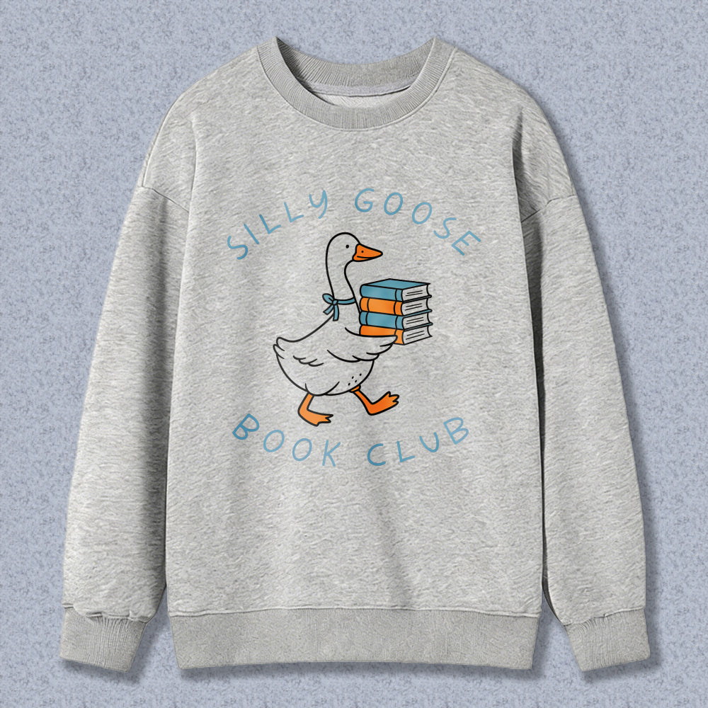 Wardrobecart Silly Goose Book Club Duck With Books Pattern Unisex Classic Sweatshirt