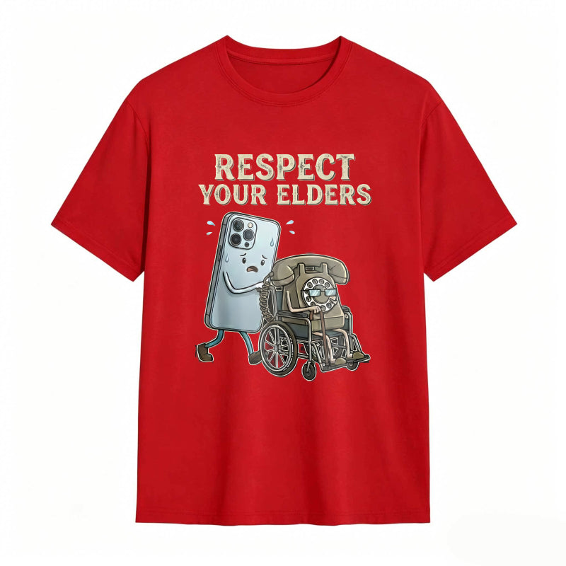 Respect Your Elders Gadget Evolution Humor Graphic Tee