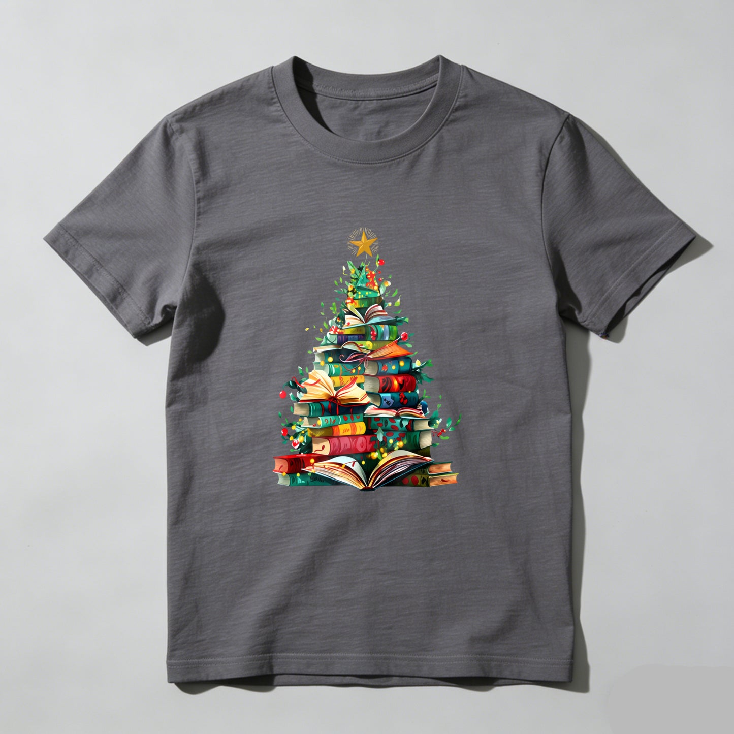 Wardrobecart Books Form Christmas Tree With Star Top Unisex Classic T-shirt