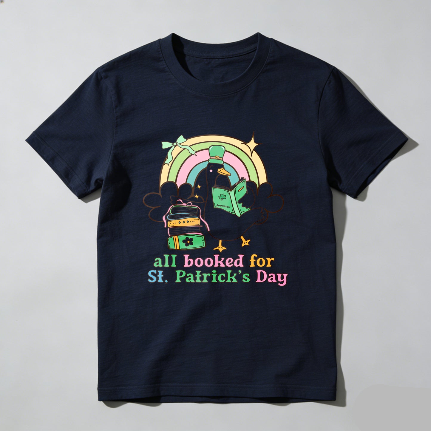 Wardrobecart Rainbow Duck Book Bag Shamrock Unisex Classic T-shirt