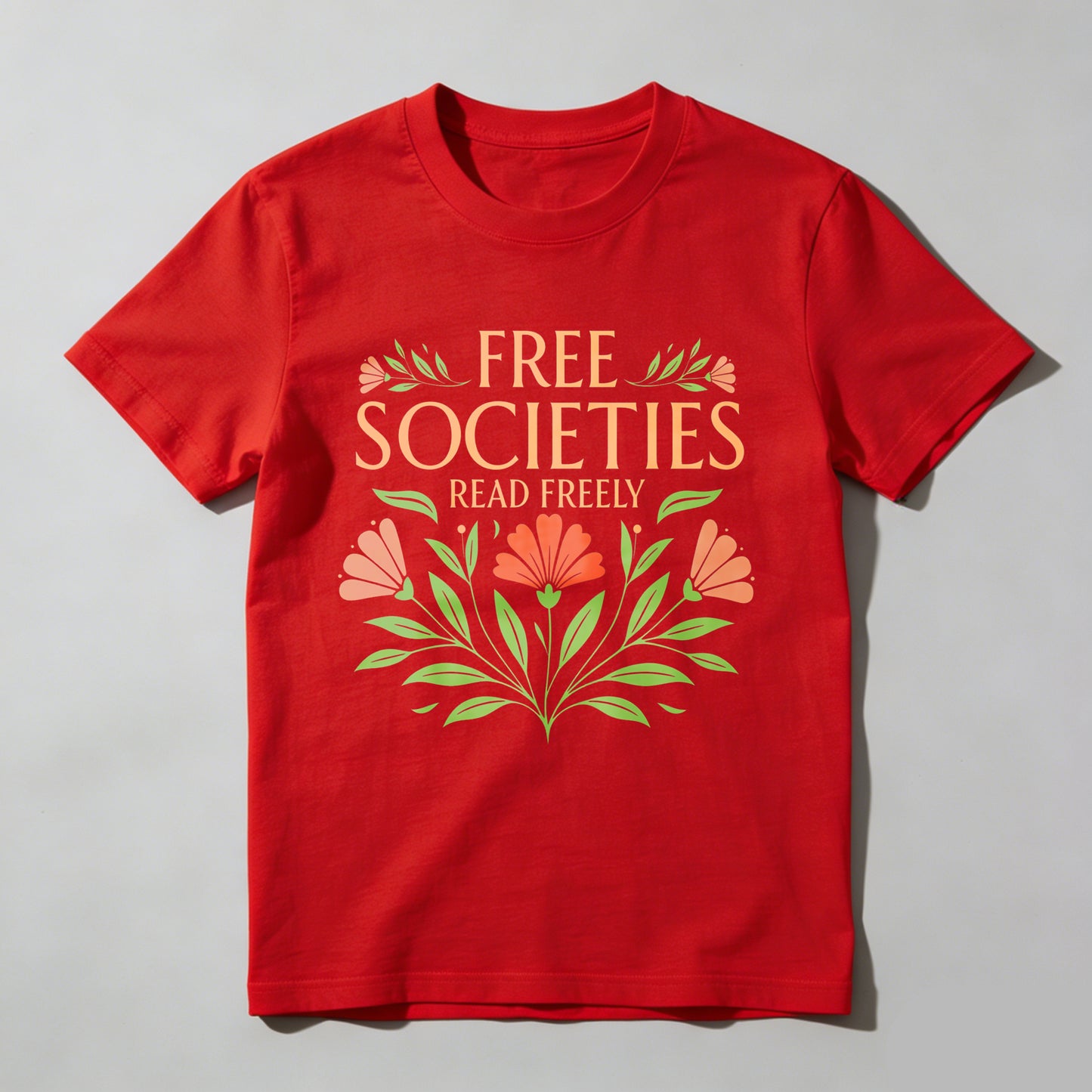 Wardrobecart Free Societies Read Freely Floral Design Unisex Classic T-shirt