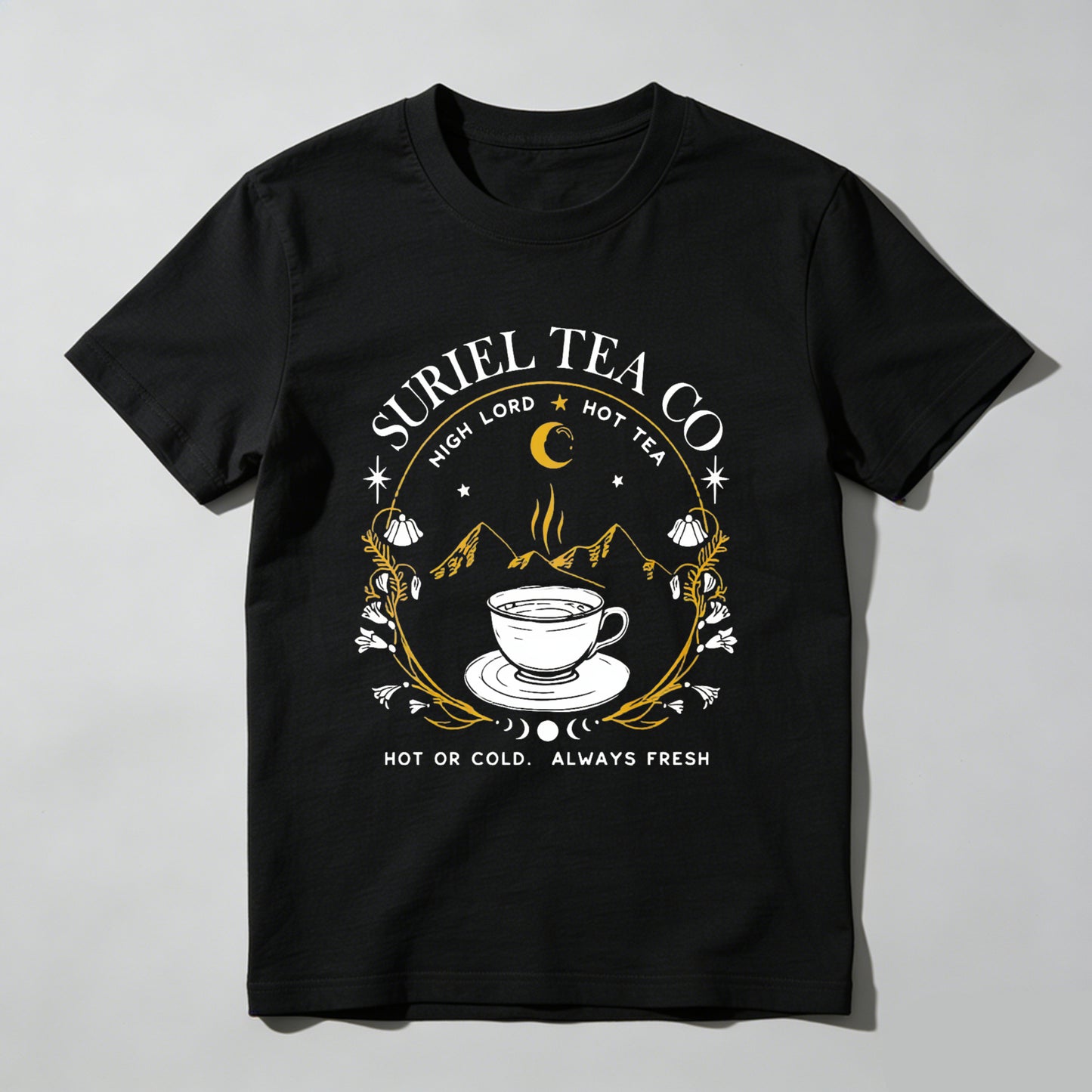Wardrobecart Surriel Tea Co Moon Mountains Cup Stars Unisex Classic T-shirt