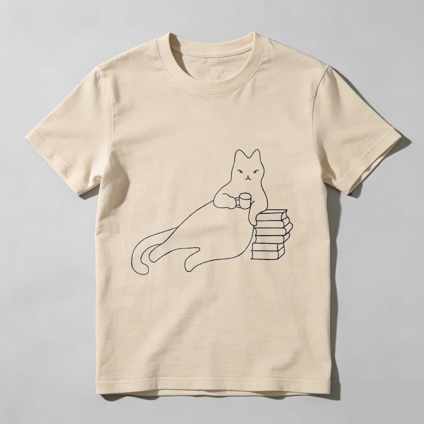 Wardrobecart Cat Holding Book Stack With Coffee Cup Unisex Classic T-shirt