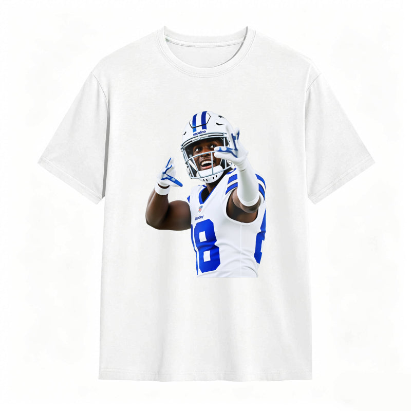 Football Player In Blue And White Uniform Making Peace Sign Unisex Classic T-shirt