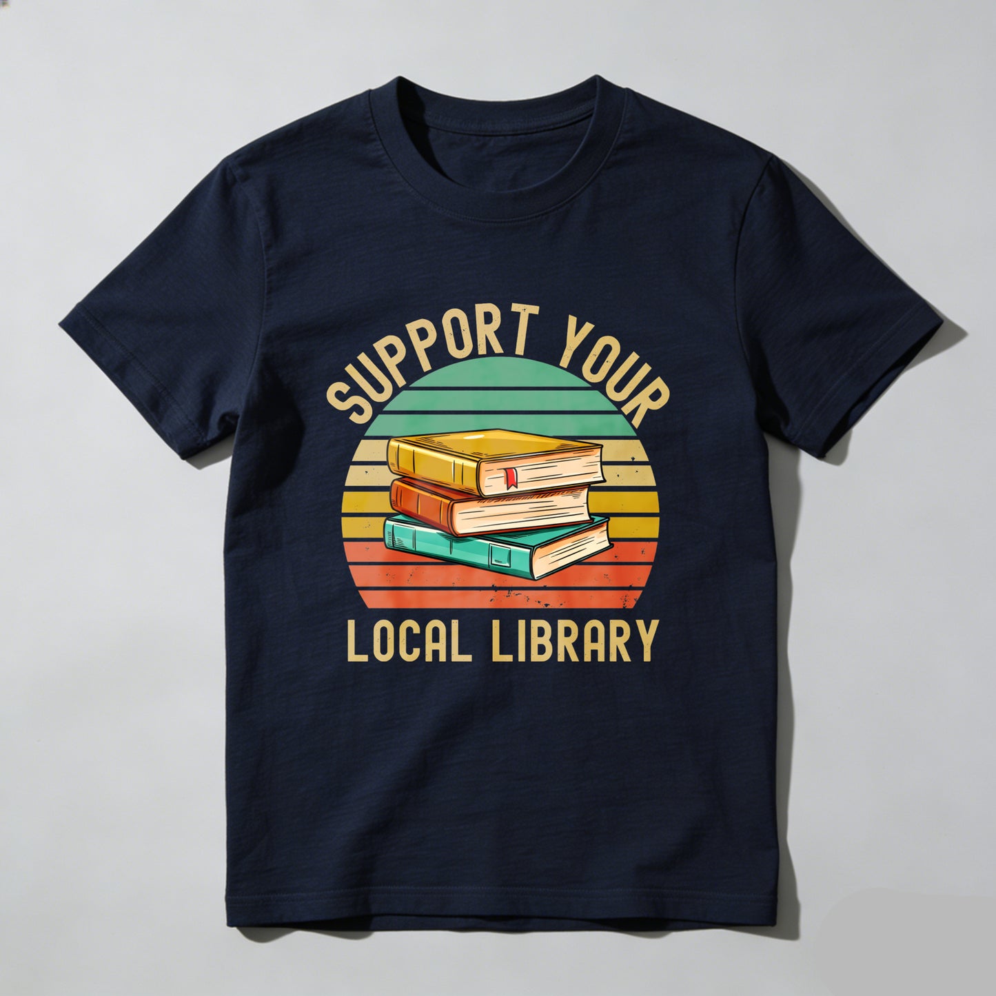 Wardrobecart Support Your Local Library Books Stack Sunset Unisex Classic T-shirt