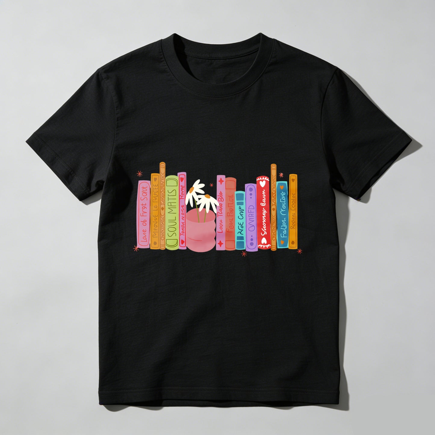 Wardrobecart Colorful Books With Plant And Stars Unisex Classic T-shirt