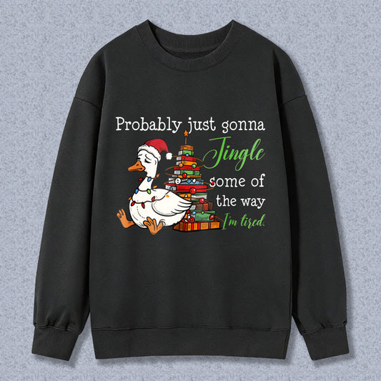 Wardrobecart Duck With Christmas Tree And Presents Jingle I'm Tired Unisex Classic Sweatshirt