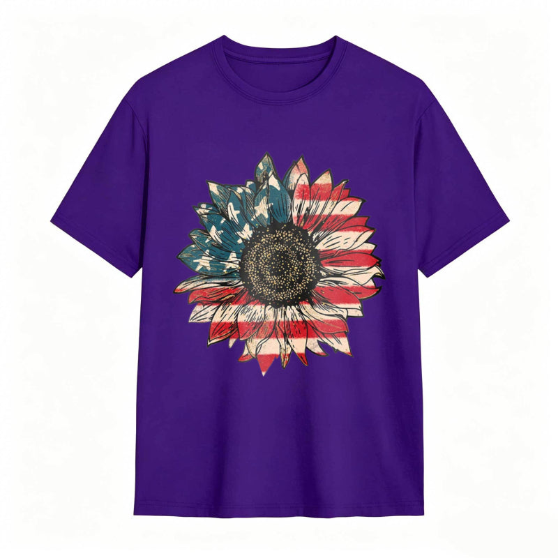 Sunflower With American Flag Design T-shirt