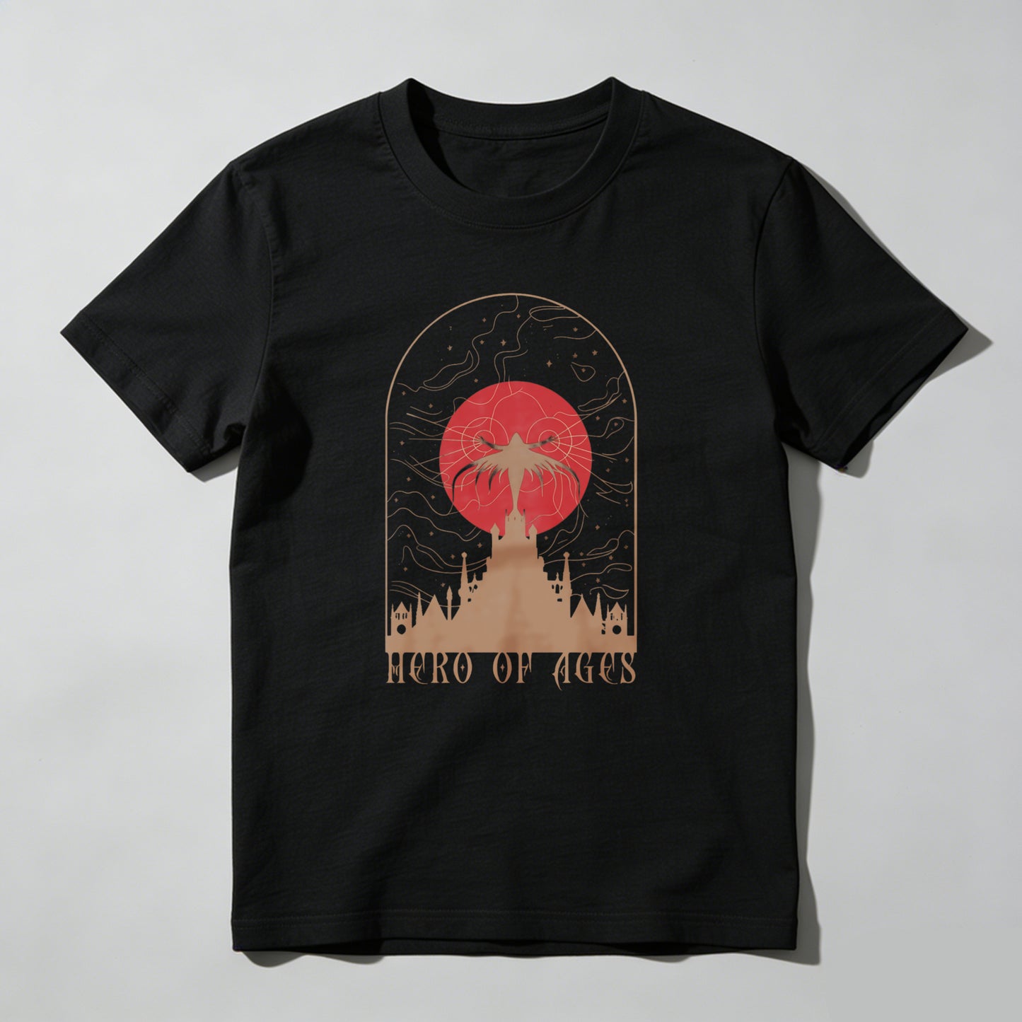 Wardrobecart Hero Of Ages Red Moon Castle Sky Unisex Classic T-shirt