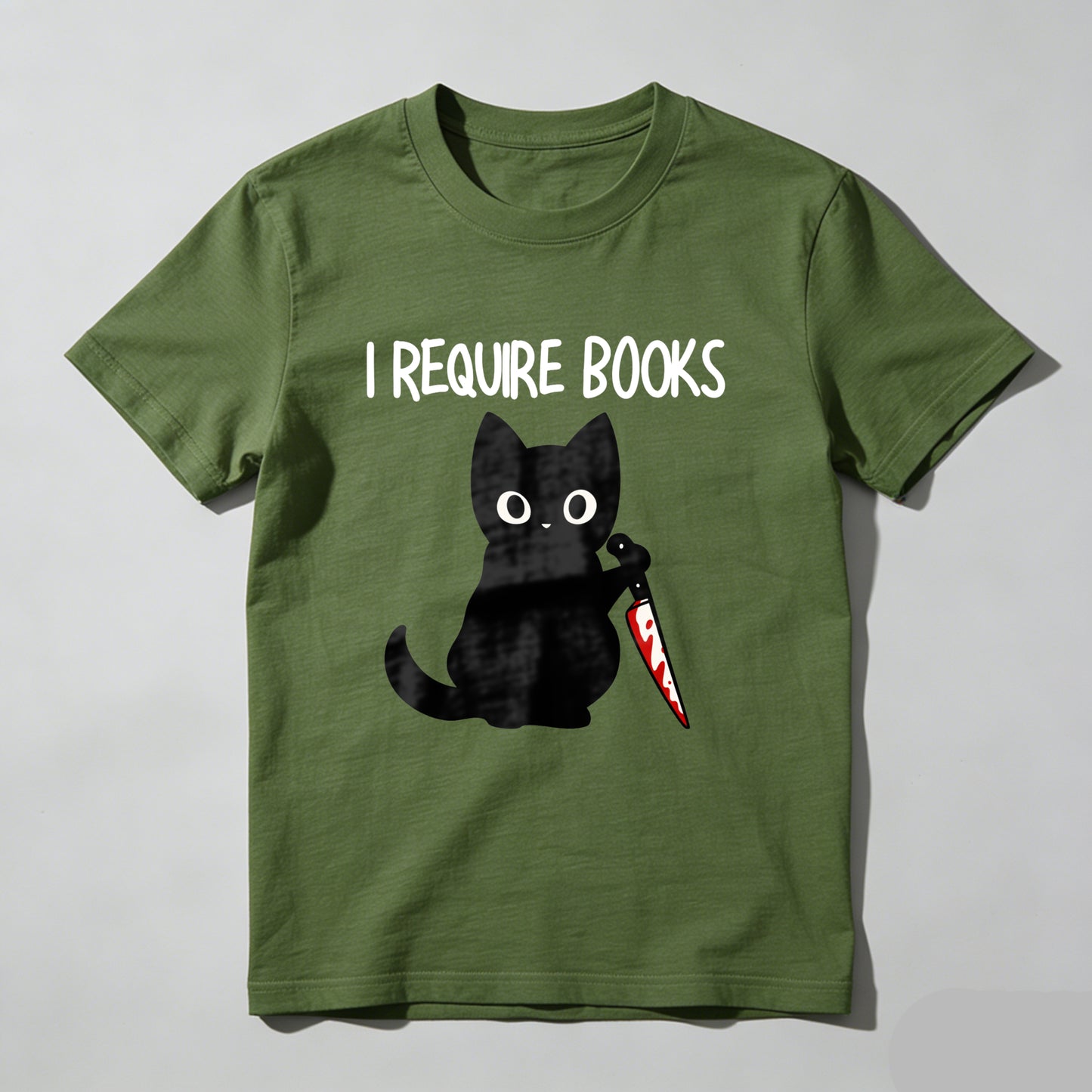 Wardrobecart I Require Books Cat With Knife Unisex Classic T-shirt