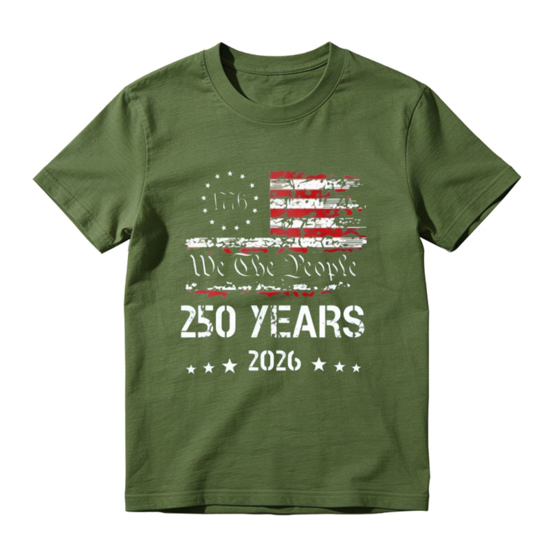 1776-2026 Patriotic USA 250 Years We The People Betsy Ross Flag Graphic T-Shirt