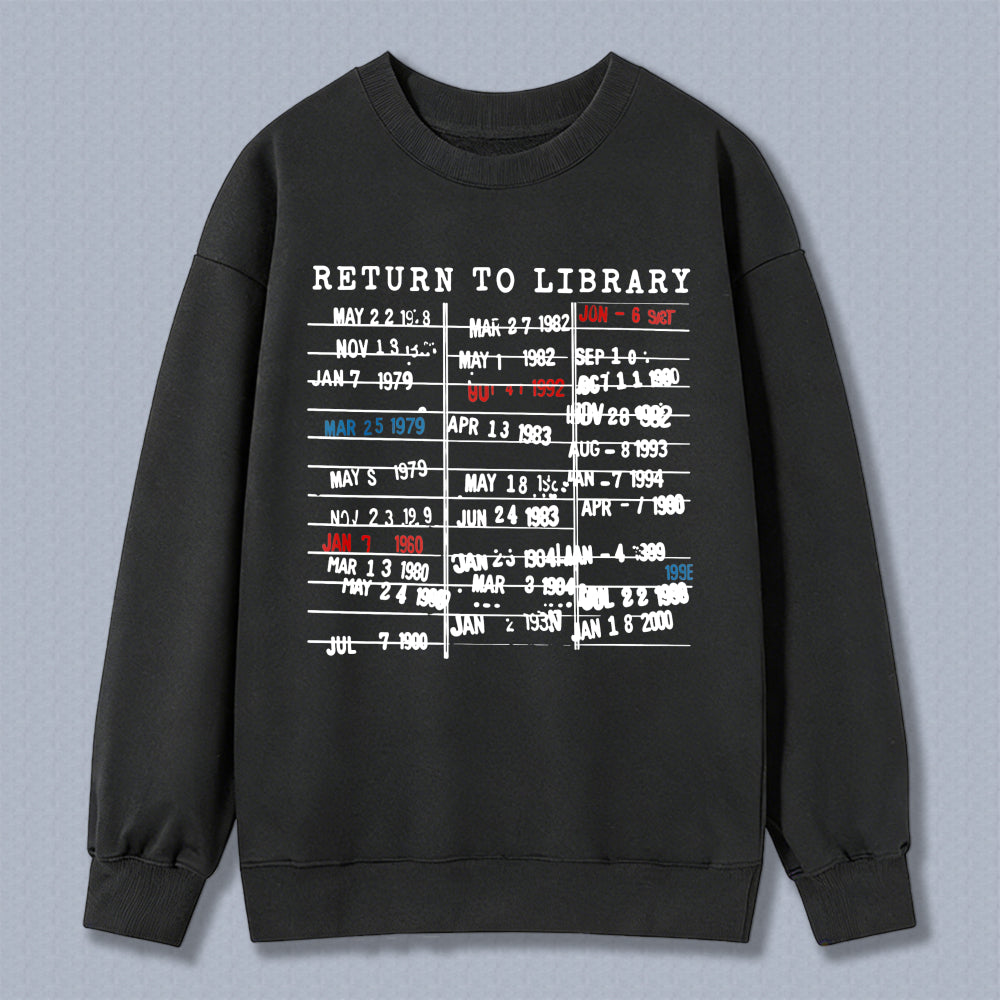 Wardrobecart Return To Library Date List Pattern Unisex Classic Sweatshirt