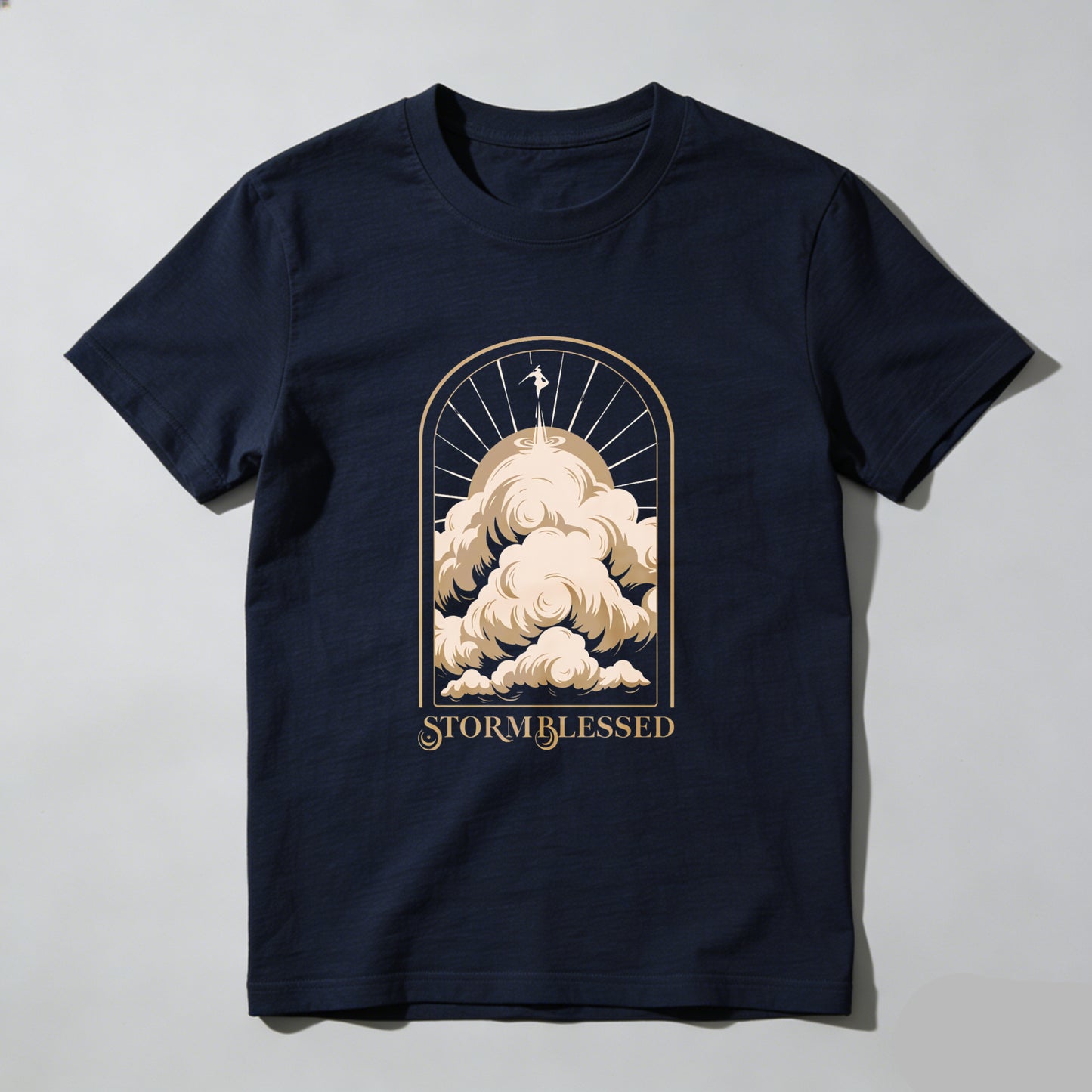 Wardrobecart Storm Blessed Clouds With Angel And Sun Rays Unisex Classic T-shirt