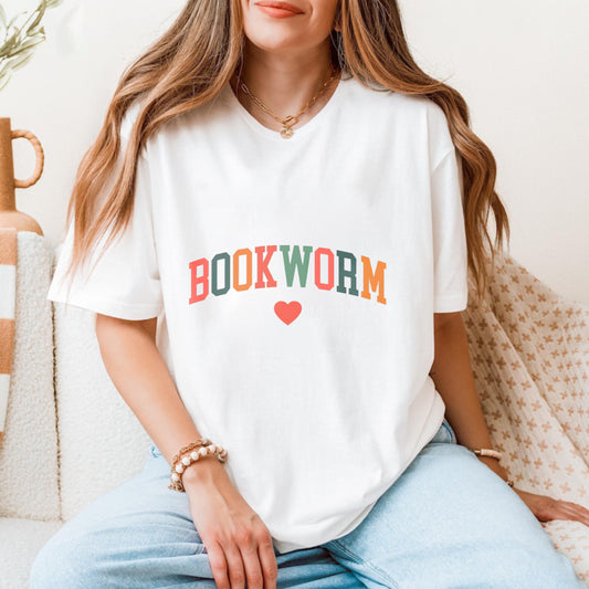 Wardrobecart Bookworm Heart Print Design Unisex Classic T-shirt