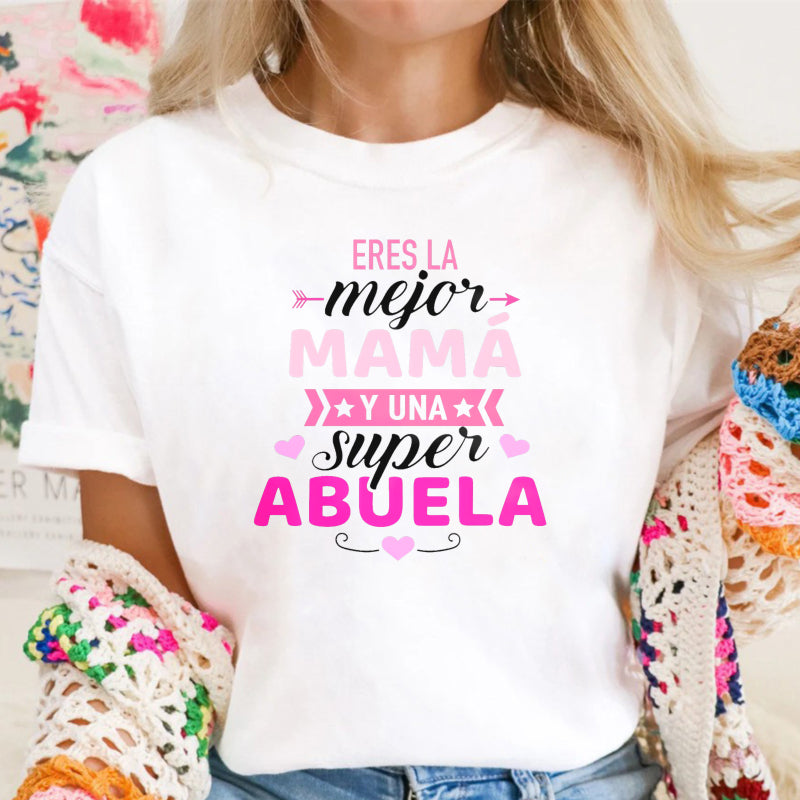 Women'S Black Mother'S Day T-Shirt with Pink Letter Print-Mejor Mama Design, Short Sleeve Crew Neck, Comfortable  , Machine Washable, Perfect Gift for Mom, Allseason Apparel| Mother'S Day Theme| Stretchy Fabric