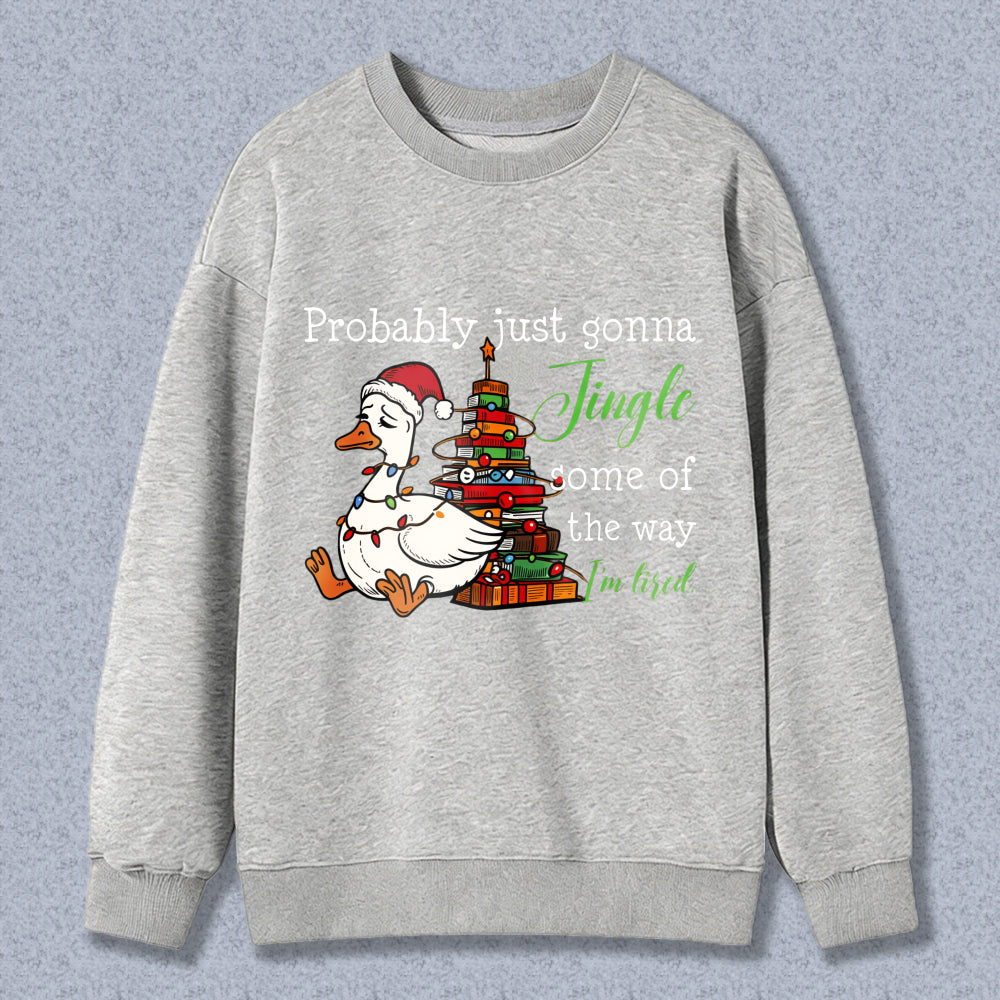 Wardrobecart Duck With Christmas Tree And Presents Jingle I'm Tired Unisex Classic Sweatshirt