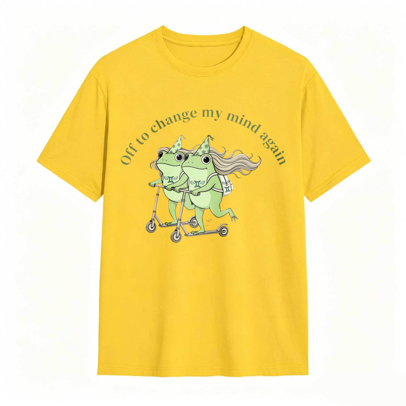 Frogs On Scooter With Text Off To Change My Mind Again Unisex Classic T-shirt