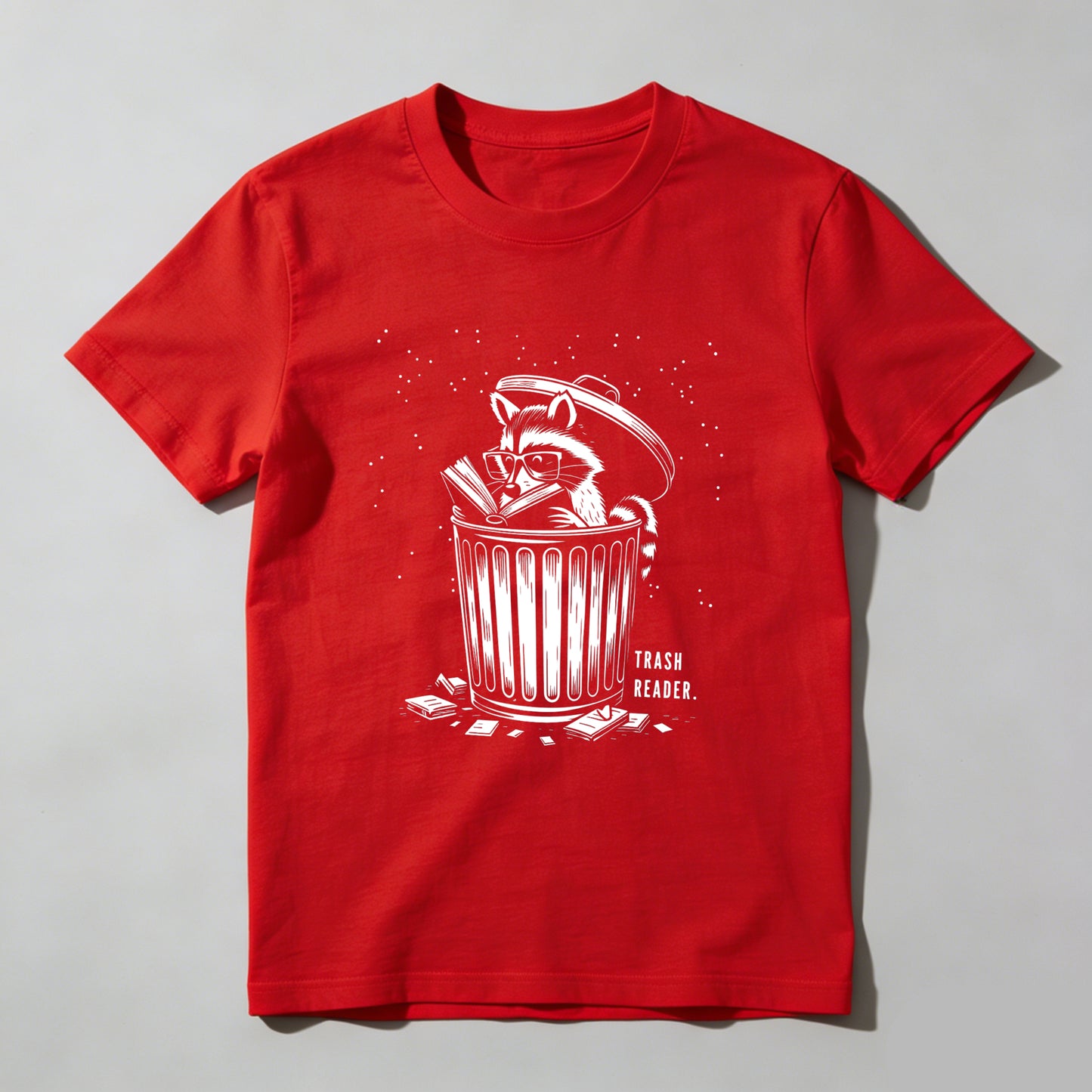 Wardrobecart Raccoon Reading Book In Trash Can Unisex Classic T-shirt