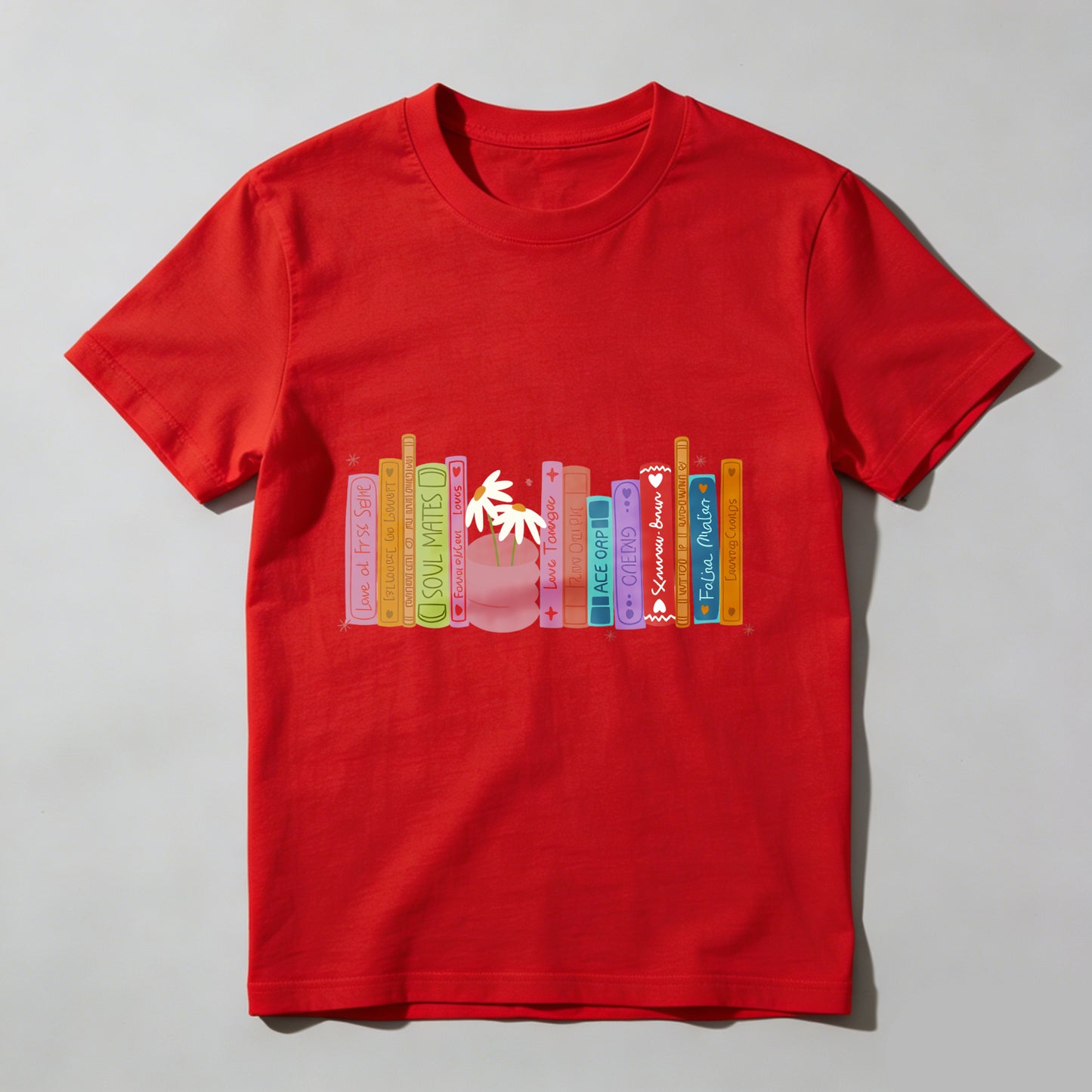 Wardrobecart Colorful Bookshelf With Potted Plant Unisex Classic T-shirt