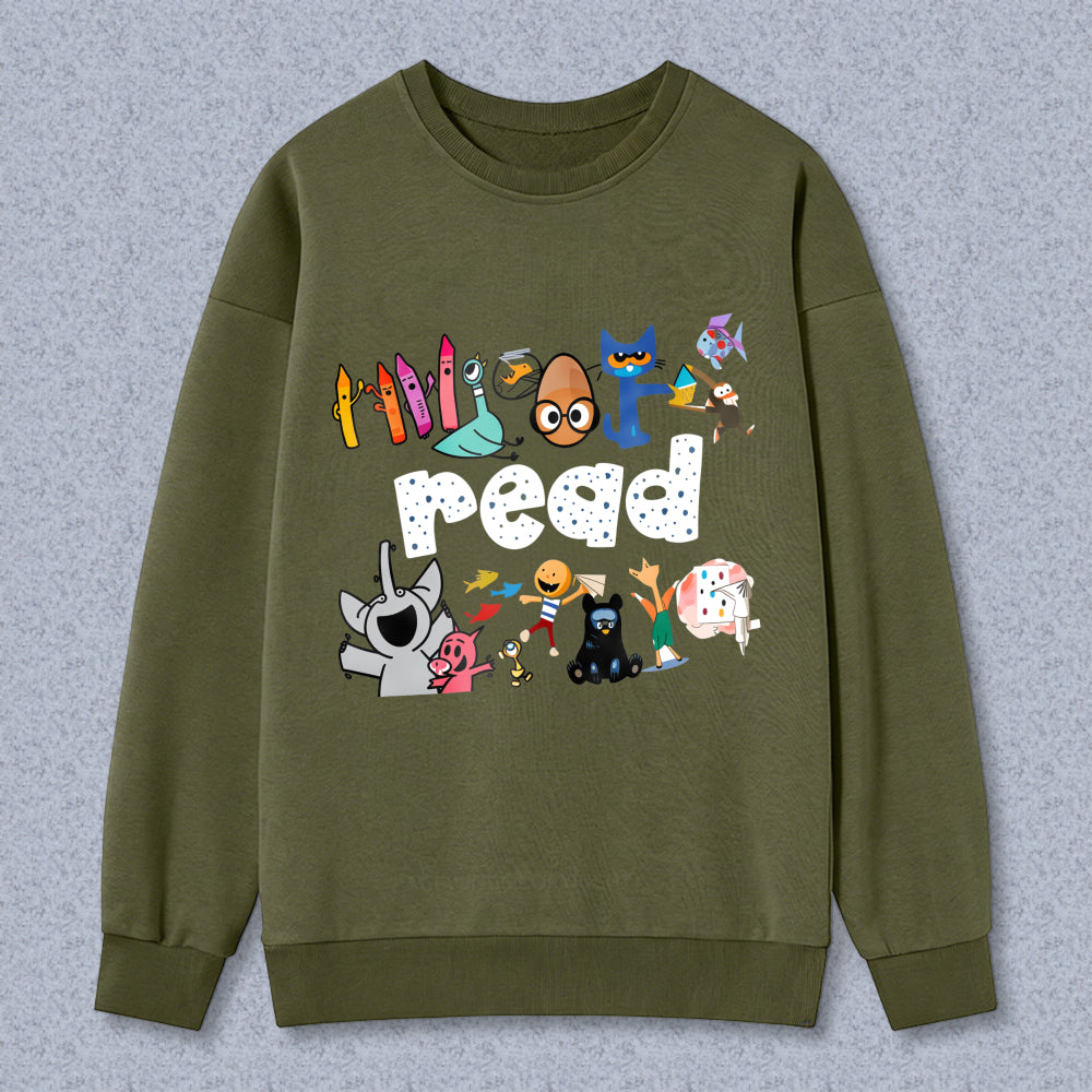 Wardrobecart Cartoon Characters And Colorful Letters Unisex Classic Sweatshirt
