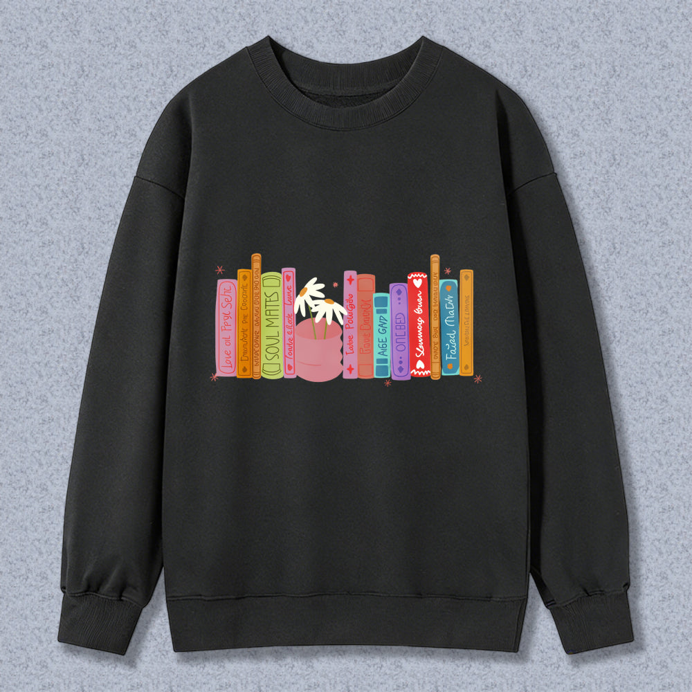Wardrobecart Bookshelf With Colorful Books And Cupcake Unisex Classic Sweatshirt
