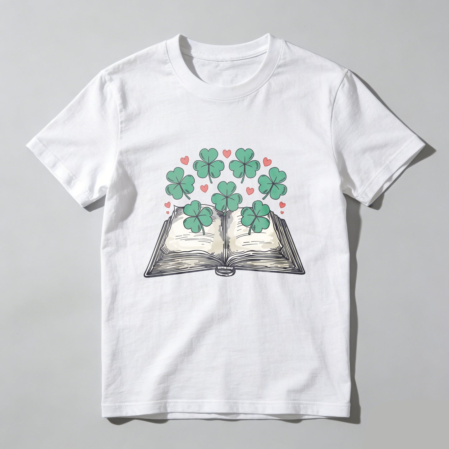 Wardrobecart Open Book With Clover And Hearts Unisex Classic T-shirt