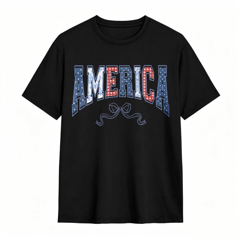 America Patriotic Stars And Stripes Design T-shirt
