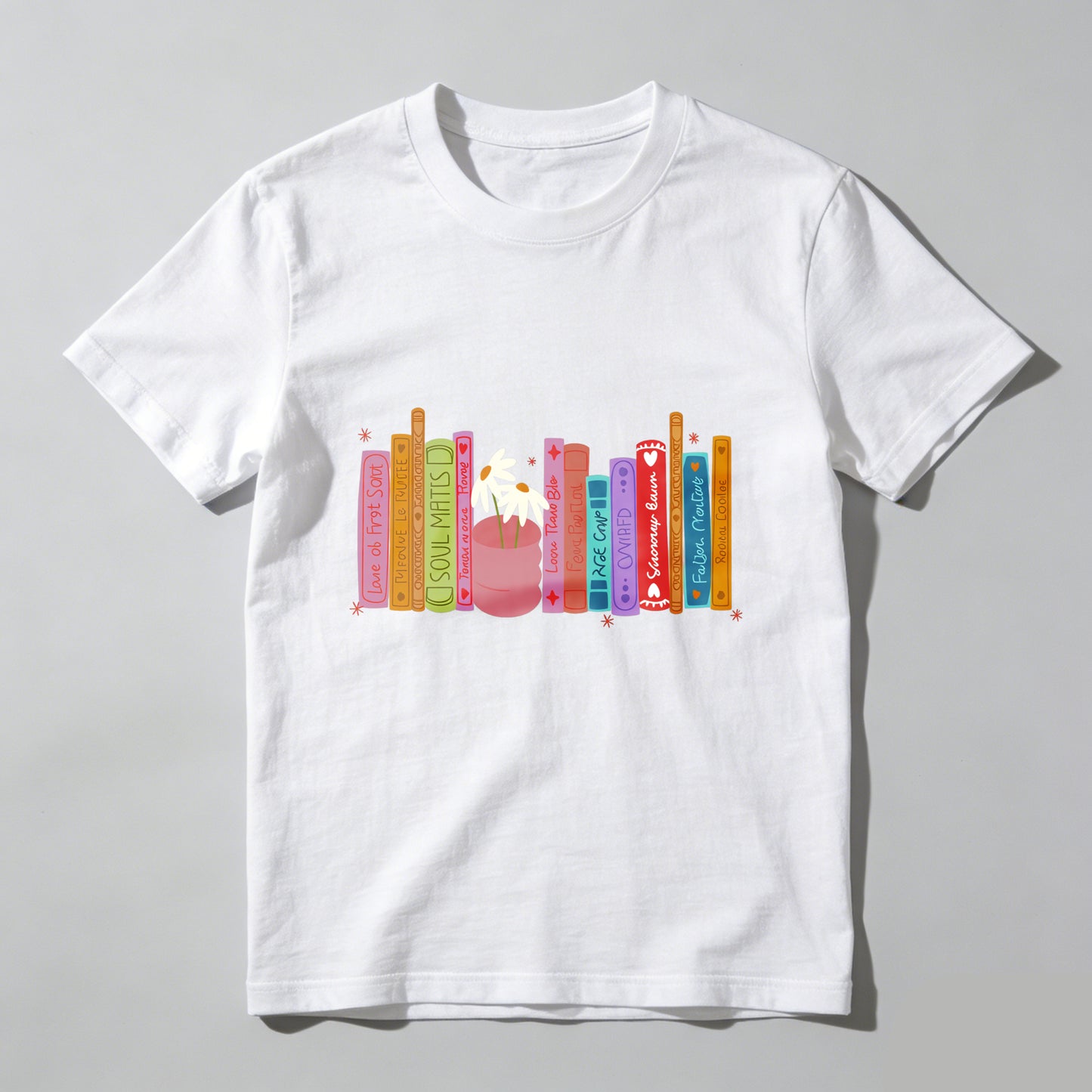 Wardrobecart Colorful Books With Plant And Stars Unisex Classic T-shirt