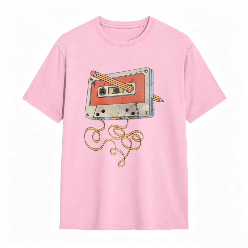 Vintage Cassette Tape Repair Print Funny Graphic T-Shirt