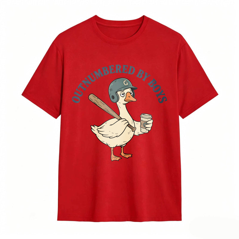 Comfort Colors Outnumbered By Boys Baseball Mom Goose Funny T-shirt