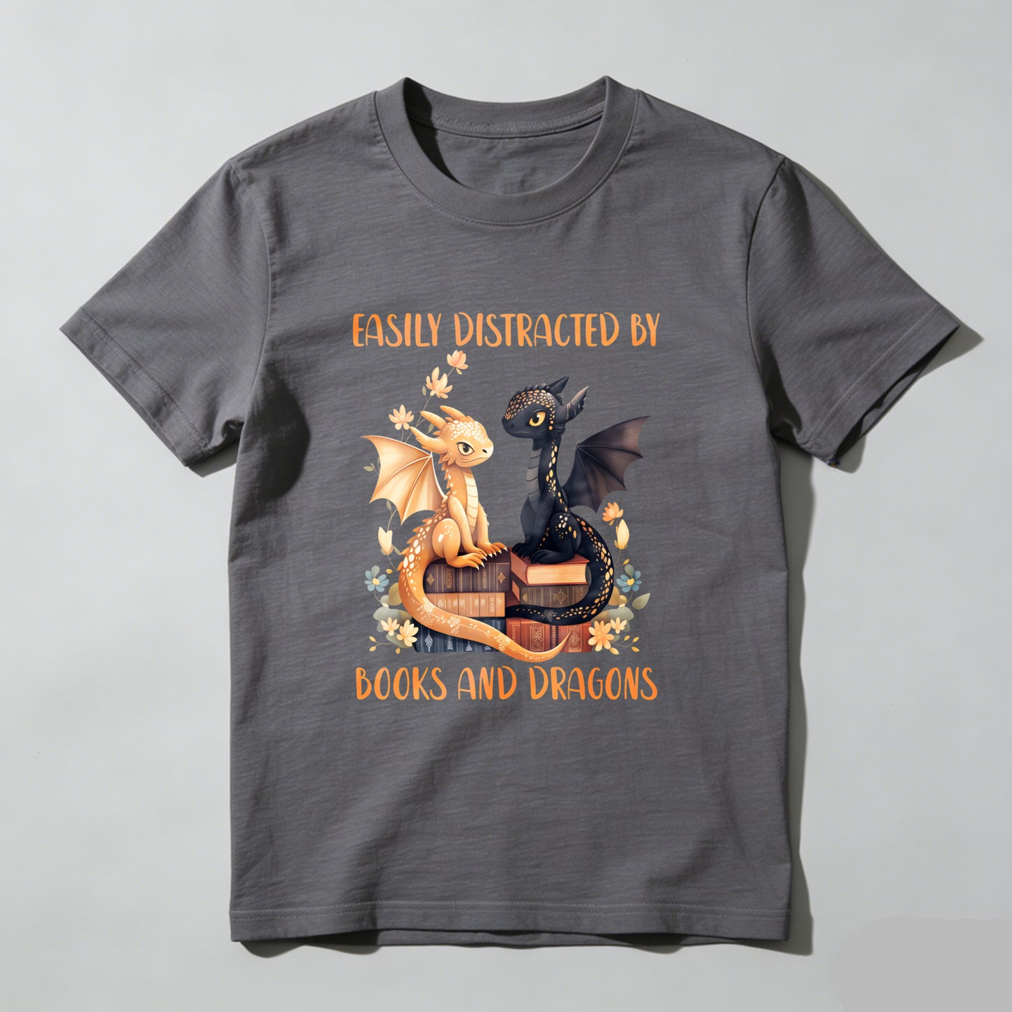 Wardrobecart Easily Distracted By Books And Dragons Unisex Classic T-shirt