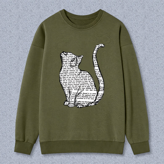 Wardrobecart Cat With Text Pattern Unisex Classic Sweatshirt